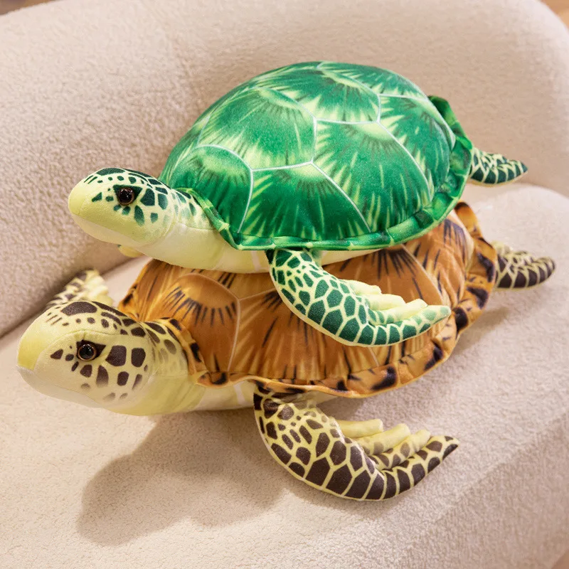Sea Turtle Plush Toy Green Shell Brown Shell Styles Multi Size Realistic Stuffed Marine Animal for Bedroom Holiday Gift