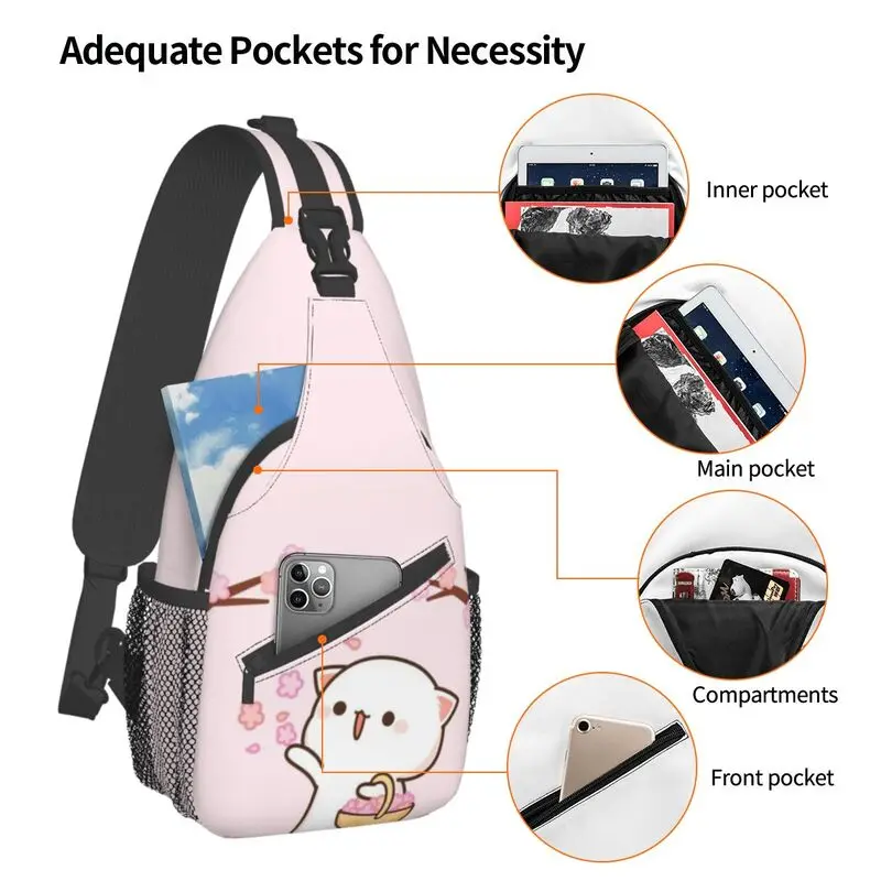 Kawaii Mochi kot brzoskwinia i Goma Crossbody plecak na ramię mężczyzn niestandardowe torba na klatkę piersiowa na ramię do podróżnego plecaka