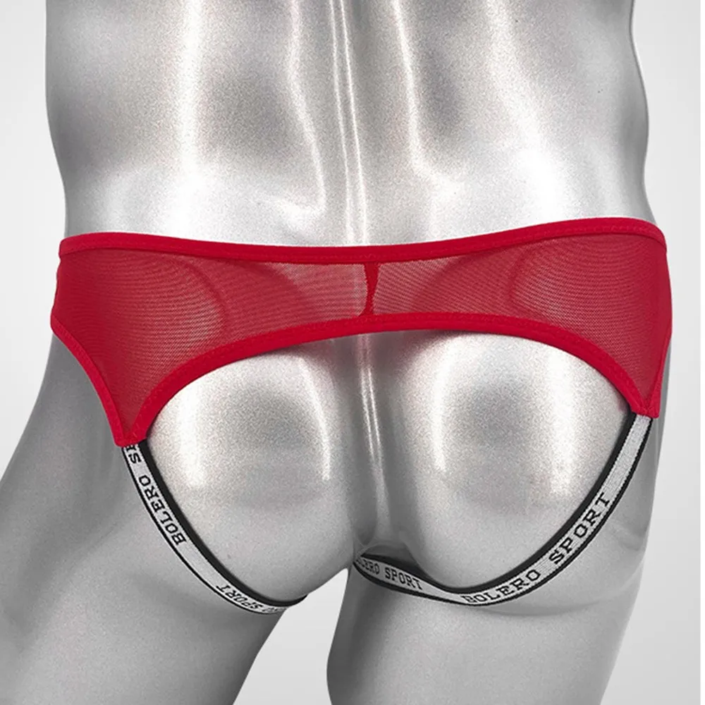 Heren Jockstrap Slips G-String Strings Mesh Open Butt String Lingerie Ademend Ondergoed Lage Taille Open Rug