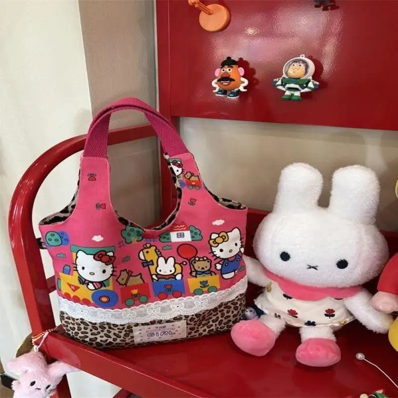 Sanrio Cute Shoulder Bag Hello Kitty Shoulder Bag Large Capacity Fashion Sweet Style Student Girl Shop Tote Bag Shoulder Bag Hot
