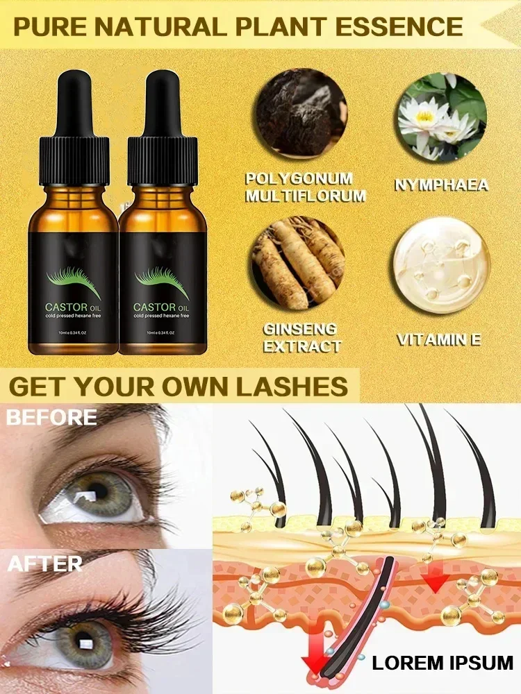 Soro rápido do crescimento dos cílios, onda natural, esbelto, grosso, solução do crescimento dos cílios, alongamento cosméticos, 7 dias