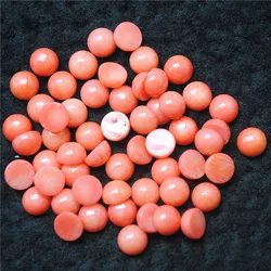 20PCS Natural Pink Coral Cabochons 7mm 8mm round Shape No Hole Caps DIY Genuine Accessories for Pendant Making