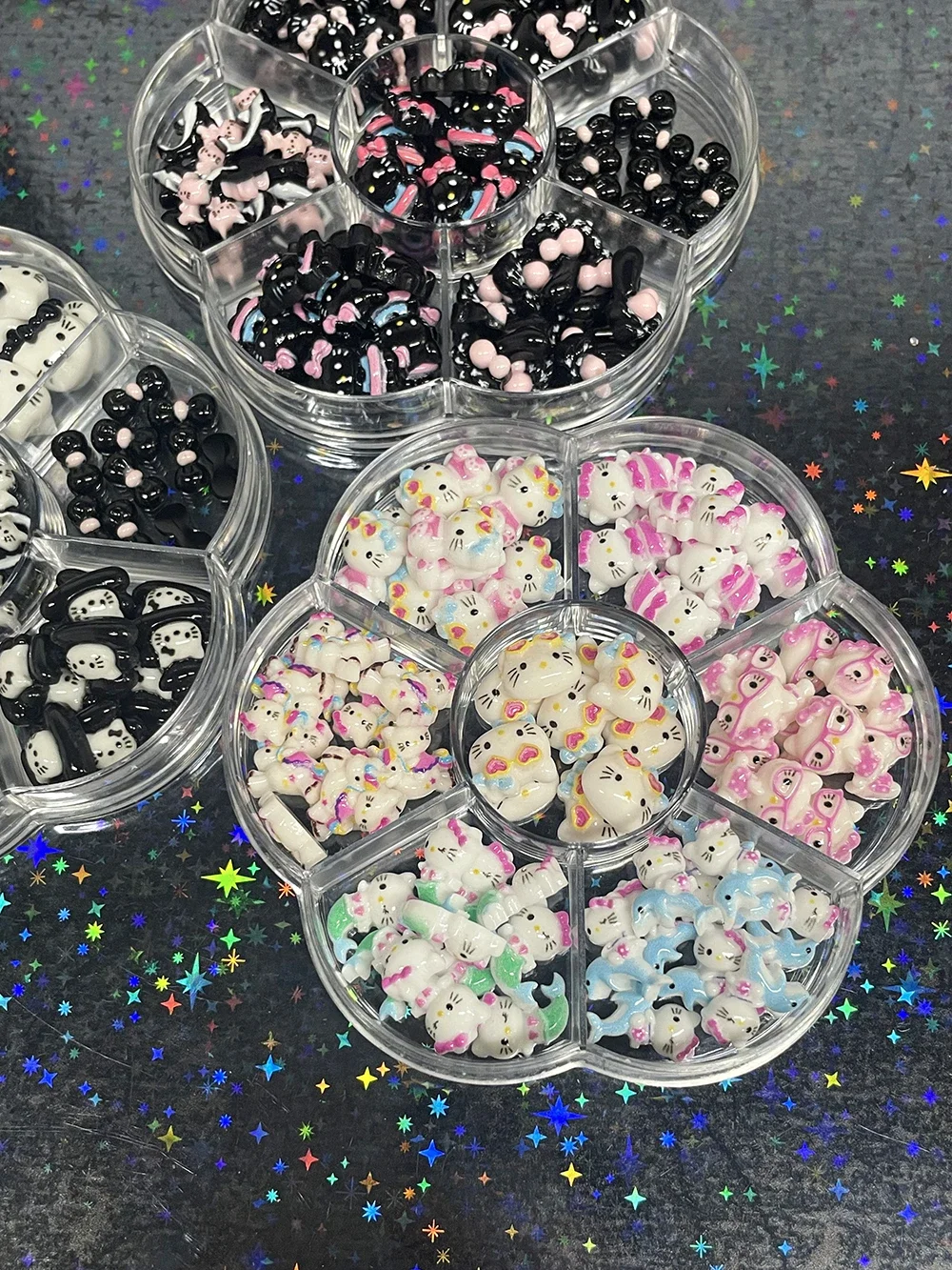 70 Pz Stampa Leopardo Fragola Hellokitty Nail Art Fascino 3D Ghiaccio Traslucido Glitter Mymelody Simpatico Cartone Animato Fai Da Te Accessori Per Unghie