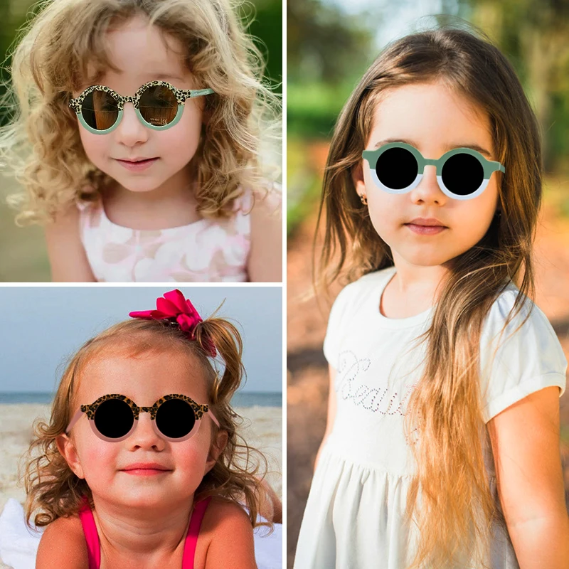 2026 New Children Classic Leopard Double Color Round Sunglasses UV400 Girls Boys Vintage Protection Sunglasses Kids Sun Glasses