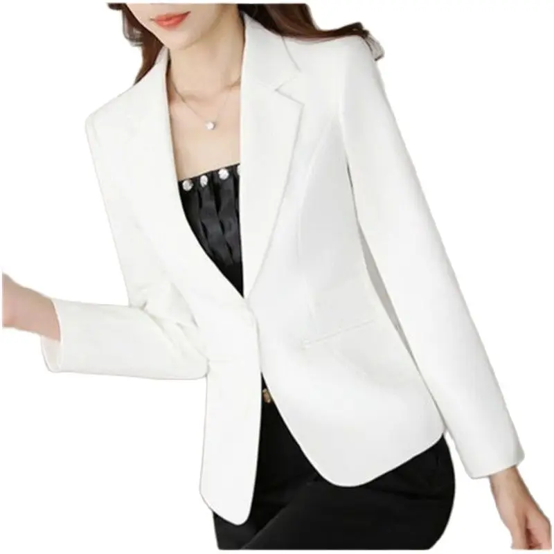 Women Office Work Wear Suit Blazer 2024 Spring Autumn Solid Casual Single button Coat Short Long Sleeve Female Jackets Blazers