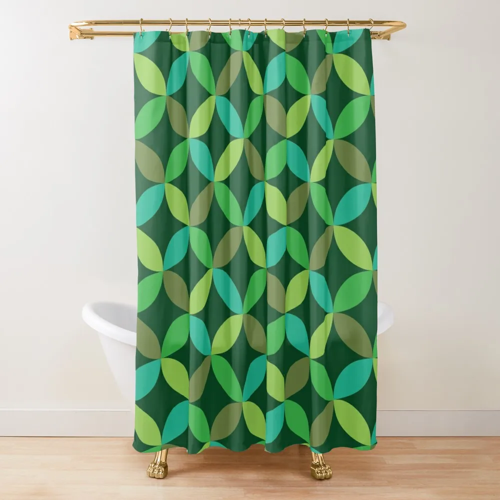

Mid Century Modern Geometric green circles pattern Shower Curtain Shower Sets For Bathroom Luxury Bathroom Curtain