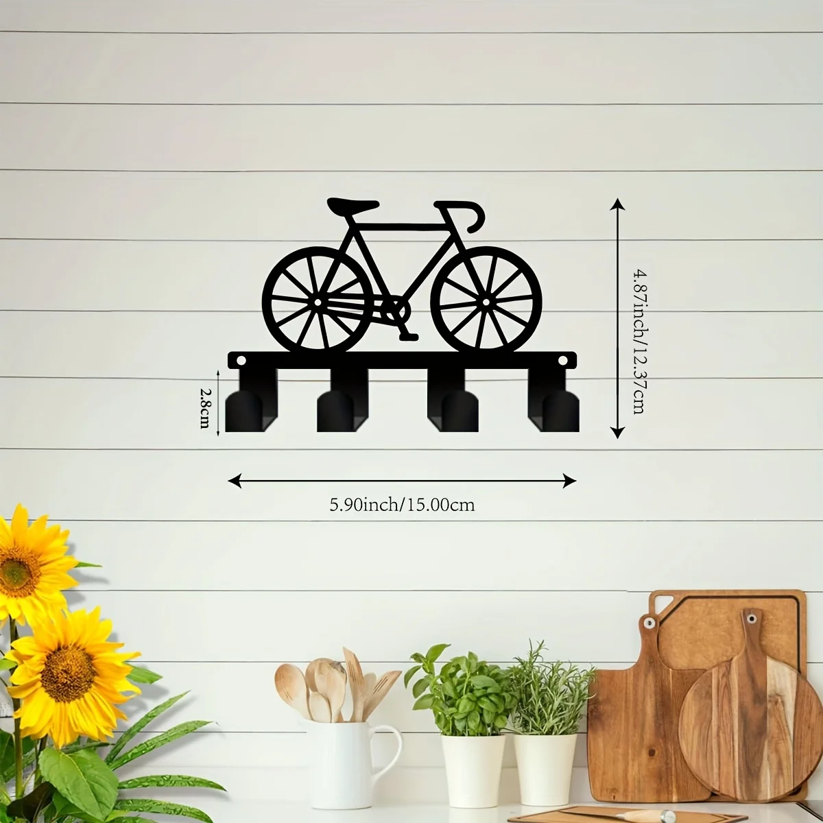 CIFBUY Iron Wall Art Retro Motorcycle Key Hook Decor Vintage Wall Organizer Minimalist Rustic Accent Interior