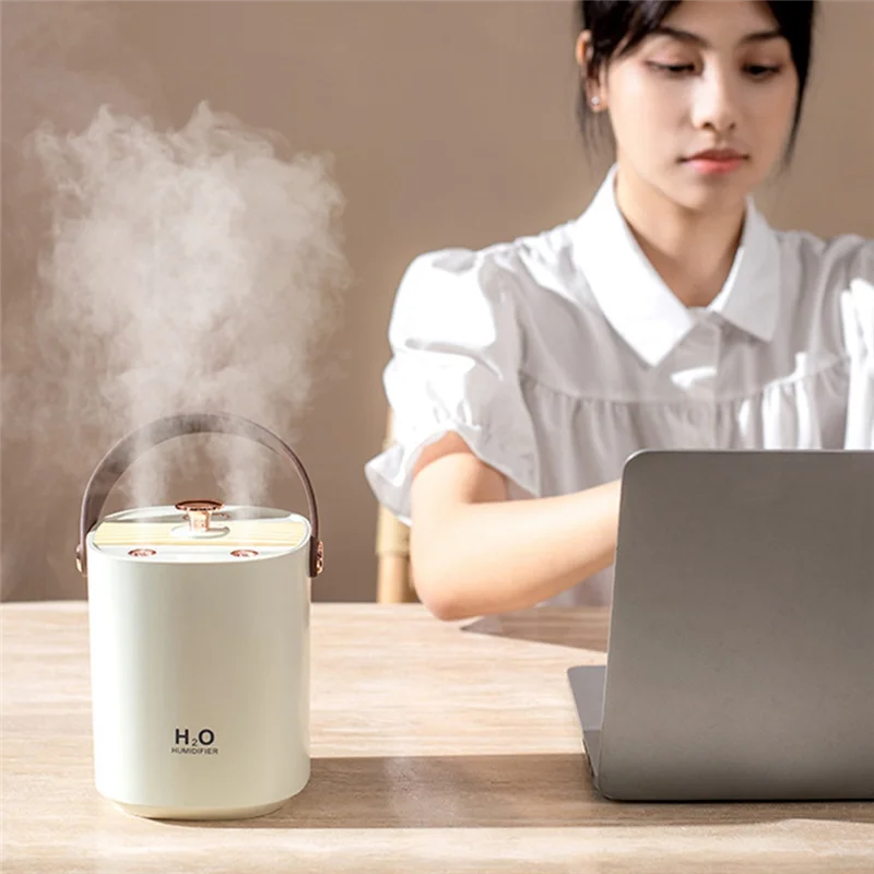 Humidificateur d'air à double pulvérisation, pulvérisateur de brume fraîche muet, diffuseur de grande capacité, atomiseur blanc, bureau USB, 1200ml