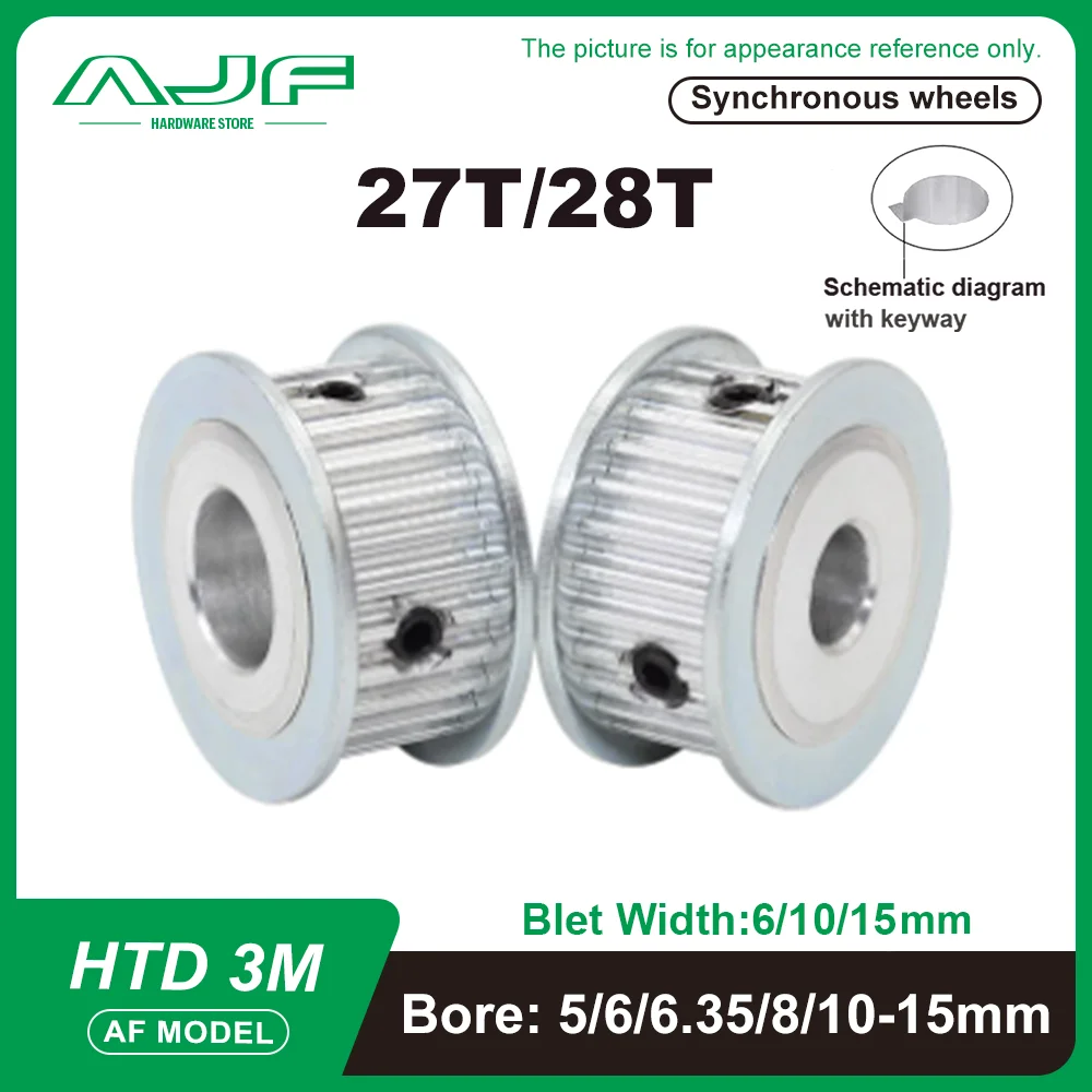 

HTD 3M Pulley 27T 28T Bore 5-15mm 3M Timing Pulley Synchronous Wheel For Belt Width 6/10/15mm Gears HTD 3M Belt Pulley