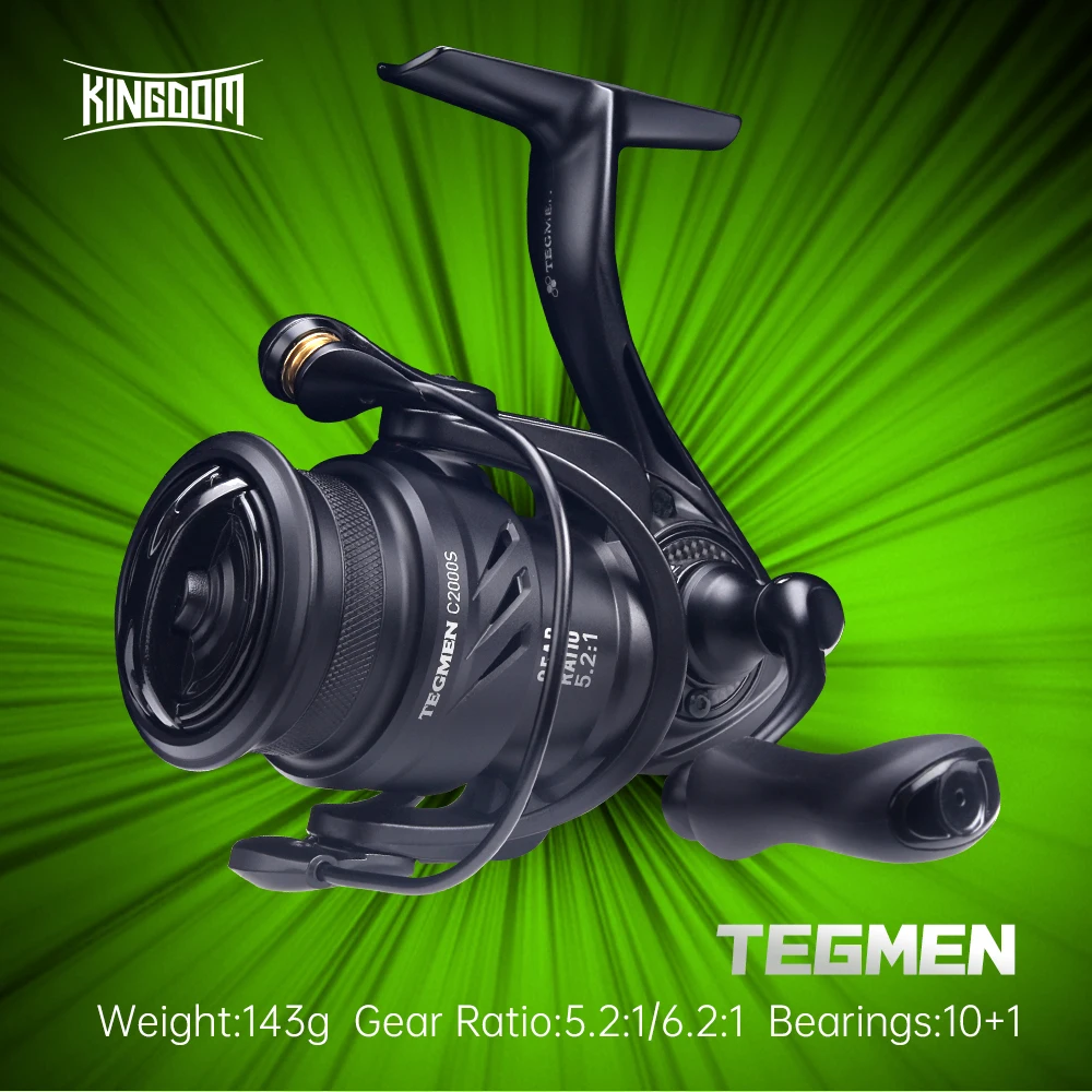 

Kingdom Tegmen High Speed 5.2:1 6.2:1 Gear Ratio143g Ultralight Carbon Fiber Spinning Fishing Reels 9kg Max Drag Fishing Wheel