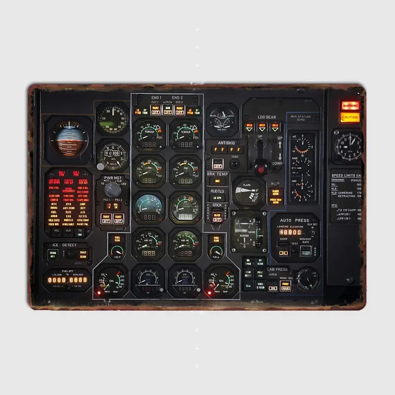 Aircraft Instrument Panel Retro Metal Posters Home Decor Bar Cave Classic Tin Sign Room Decor Wall Decor