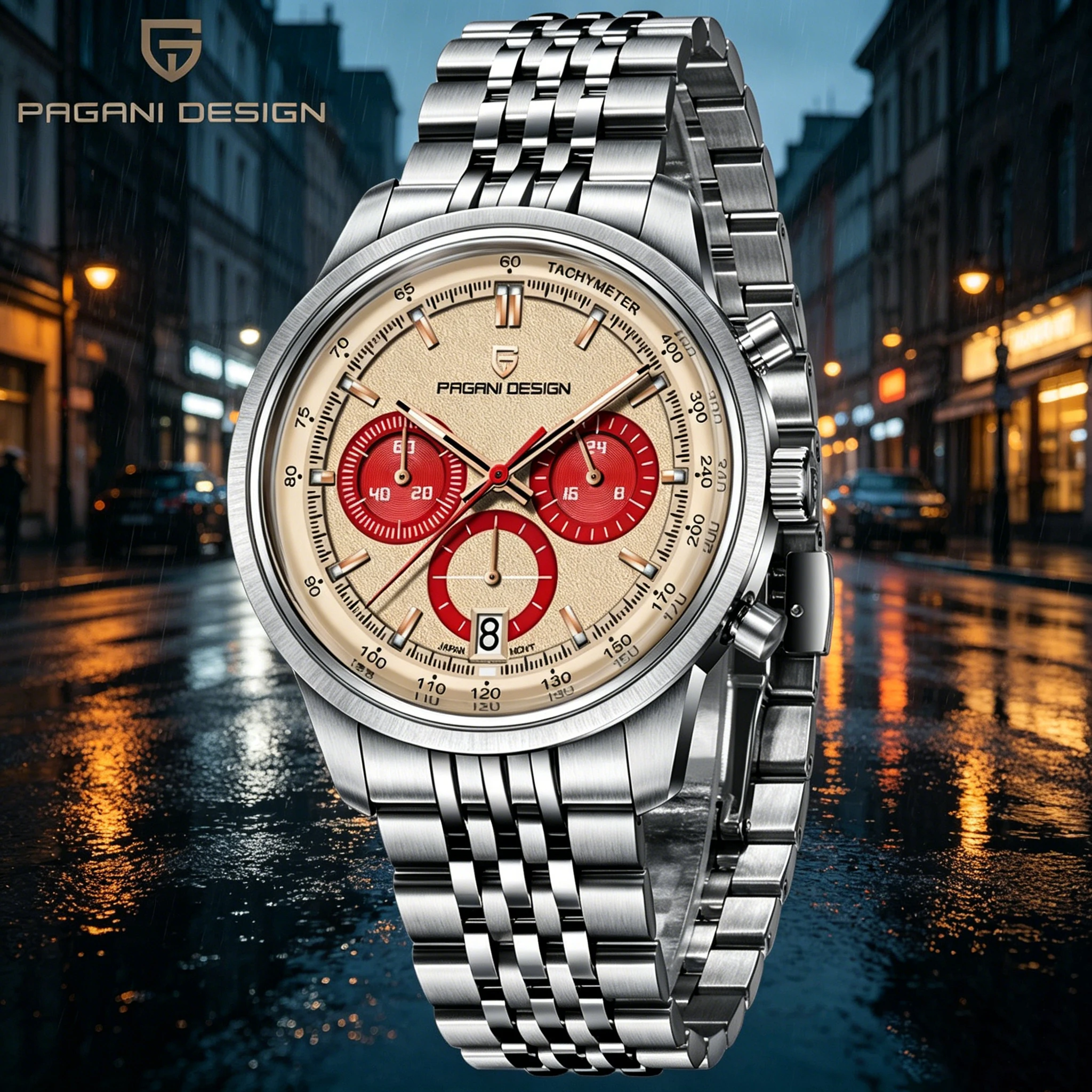 

PAGANI DESIGN Original Japan TMI VK63 Chronograph Movement Men's Quartz Watches 41mm Dial Stainless Steel Waterproof reloj hombr