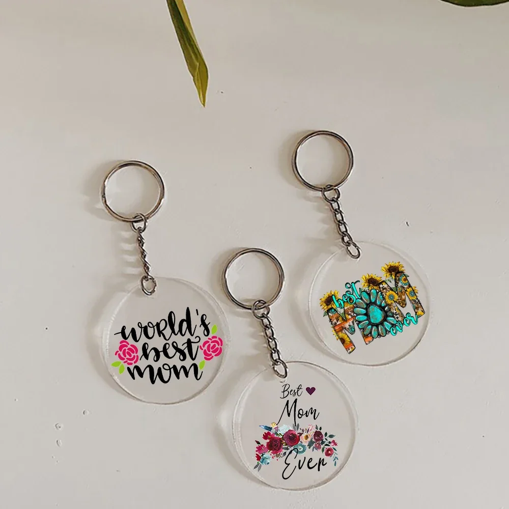 Best Mom Ever Acrylic Key Chains Mother's Day Gift Happy Mother's Day Love Mom Keyring Bag Car Keychain Ring Holder Gift