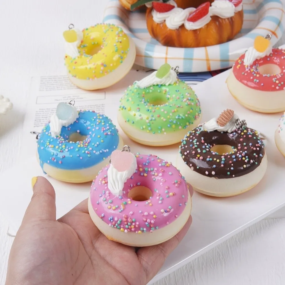 Simulated Food Donut Bread Squeeze Keychain Quick Rebound Super Soft Slow Rebound Keyring Funny Mini Realistic Food Pinch