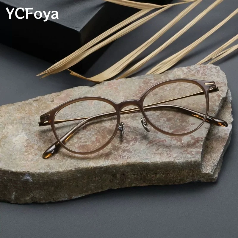 

YCFoya Women Luxury Round Small size Eyeglasses Frame Ultra Light High Quality TR90 Titanium Retro Fashionable Glasses Men 9808