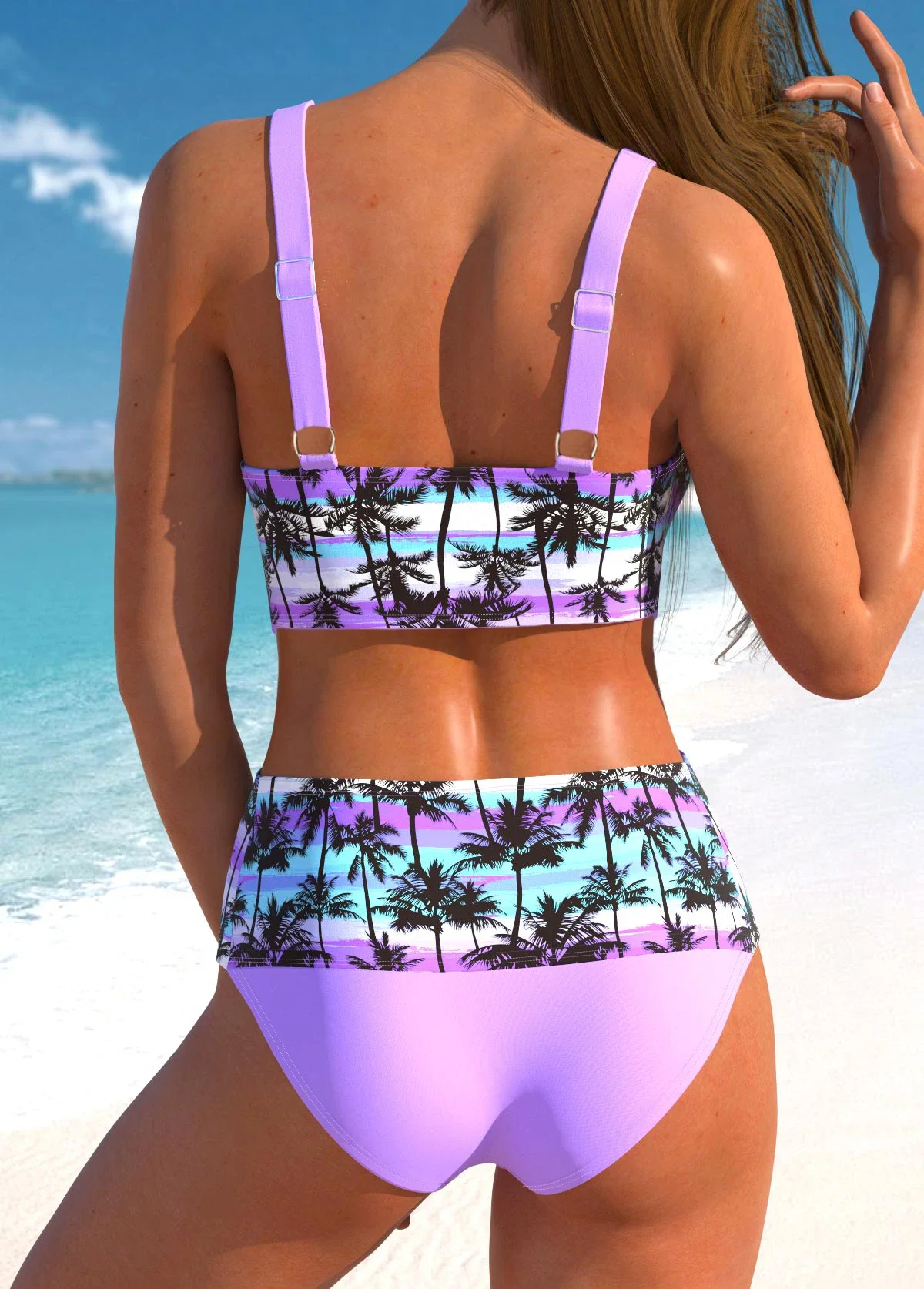 2023 Summer Two Piece Swimwear Beach Bikini Sexy Swimwear Set Summer Women\'s New Print Two Piece Bikini Beach Swimwear