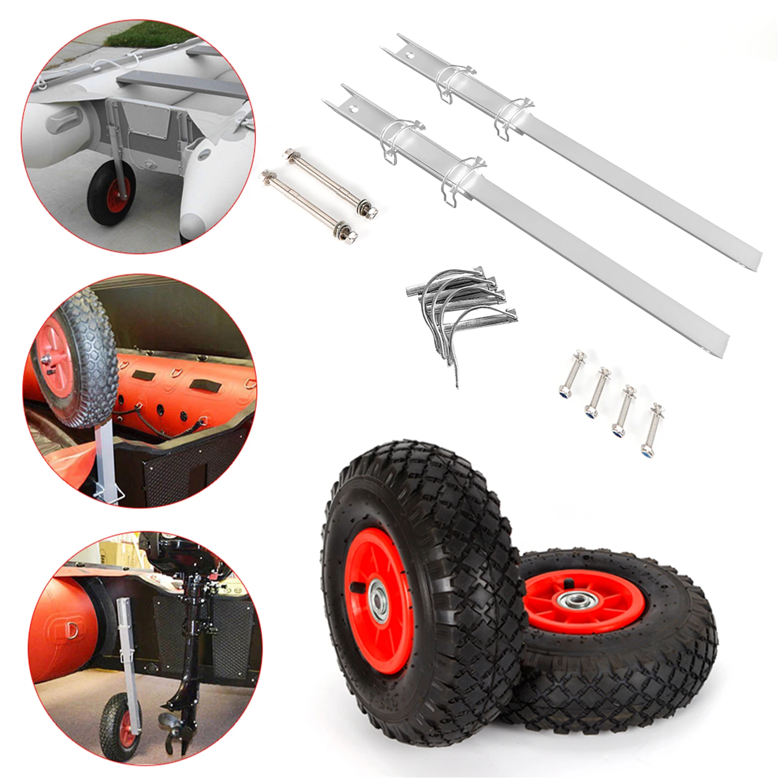 500lbs Launching Wheels Folding Dinghy Wheel &Bracket For Inflatable Boat Alumin Aluminum Inflatable Boat Launching Wheels