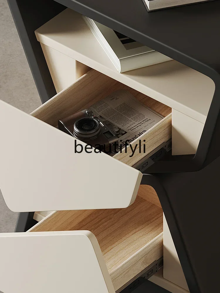 

ss CItalian simple bedside table medieval cream style modern minimalist 2024 new narrow edge