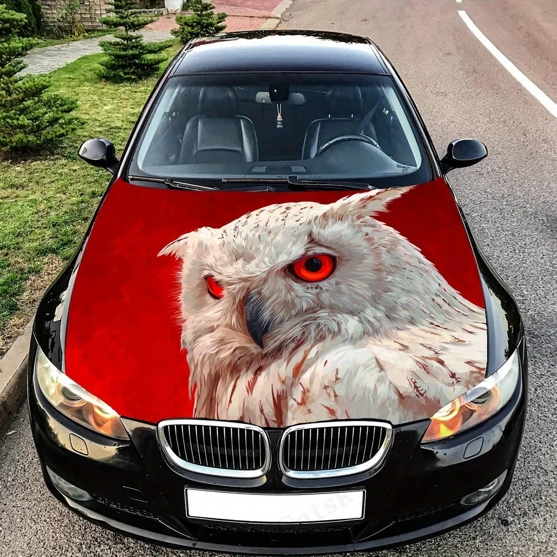 

Owl with Red Eyes Car Hood - Self-Adhesive, Waterproof & Scratch-Resistant Sticker , Perfect For Vehicle Customization & Gifts F