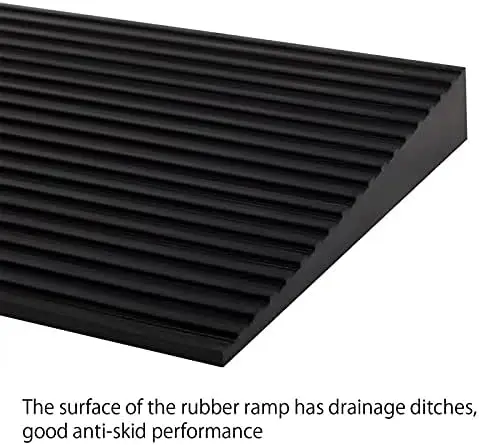 1.6인치 고무 휠체어 경사로 (문턱, 욕실용) - 블랙, 1500파운드(약 680kg) 지지