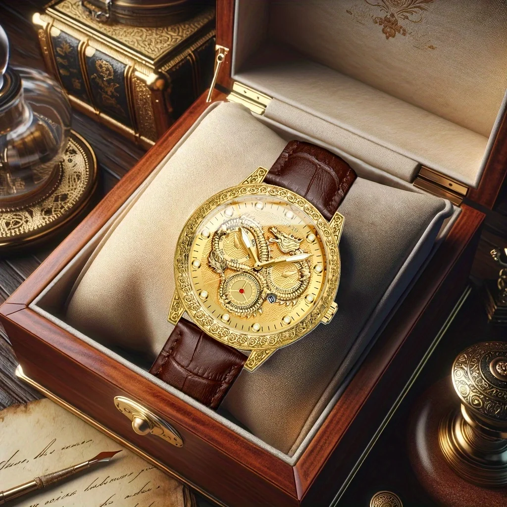 

New men's watch with retro style, classic elegance,temperament,fashionable trend,novel and simple luminous calendar,quartz watch