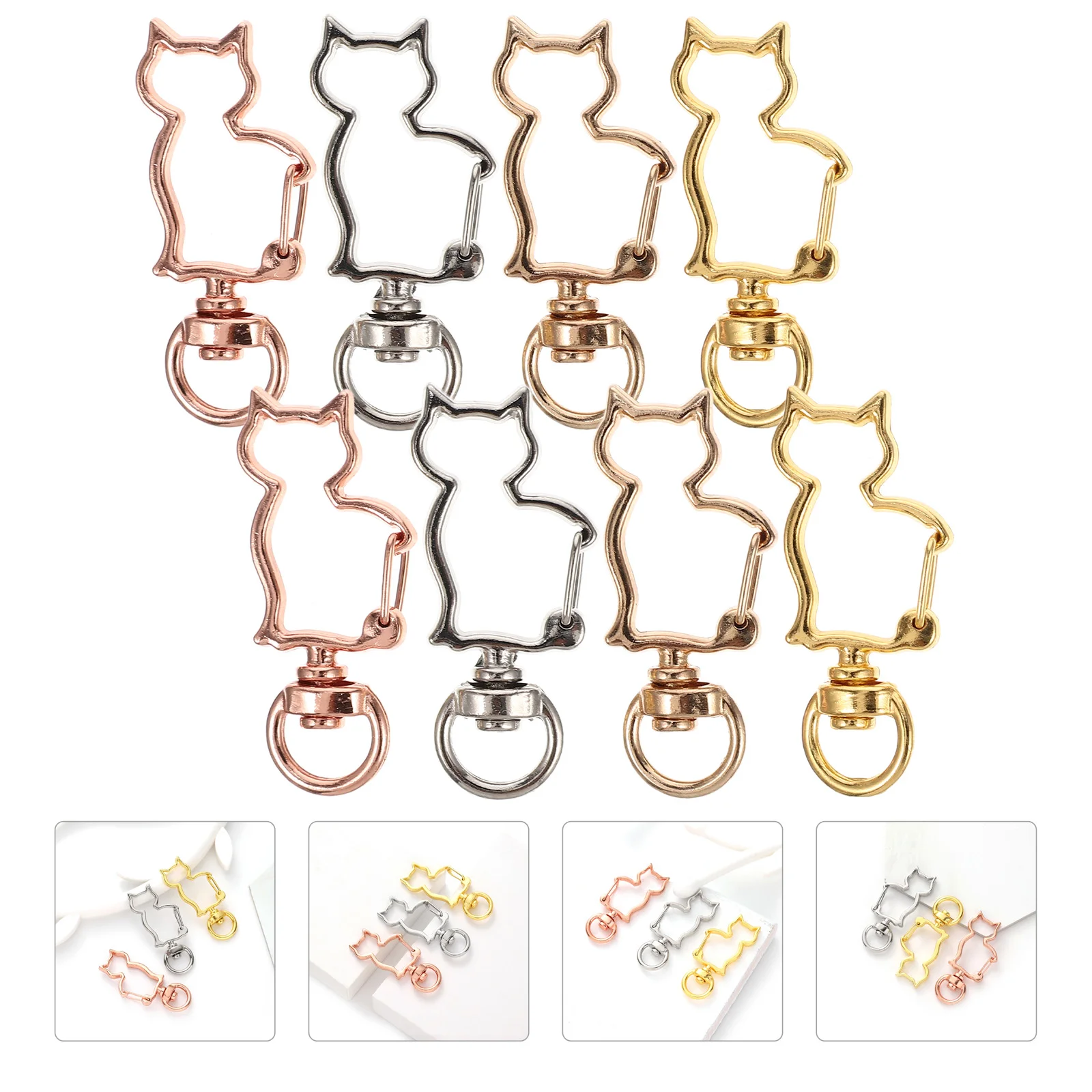 

20 Pcs Key Chain Cat Wand Keychain Clip Snap Hook Shape Clasp Hooks Metal Swivel Clasps Spring Lanyard