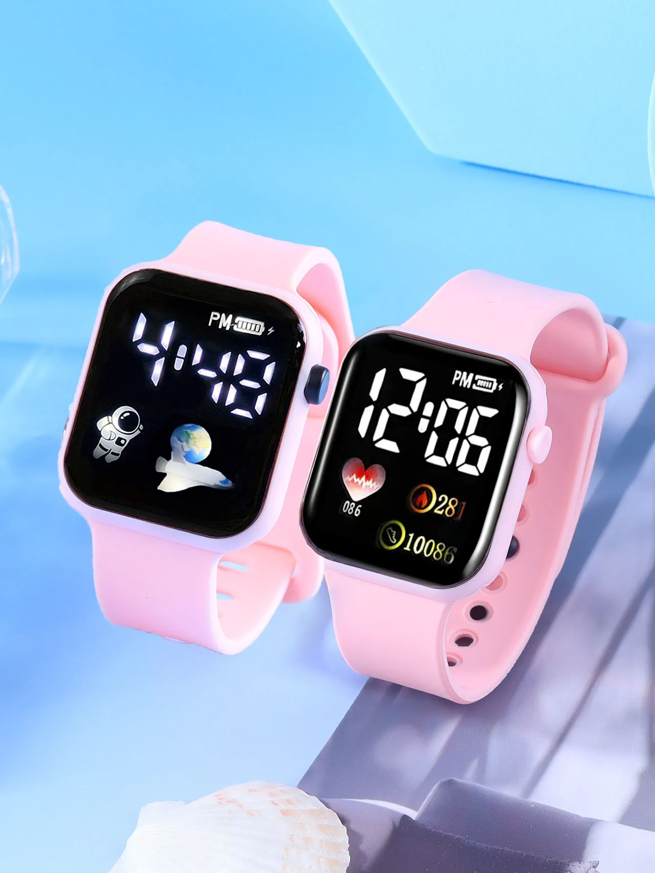 2 Back to school season gifts from pink School Style Sports silicone rectangular electronic watch