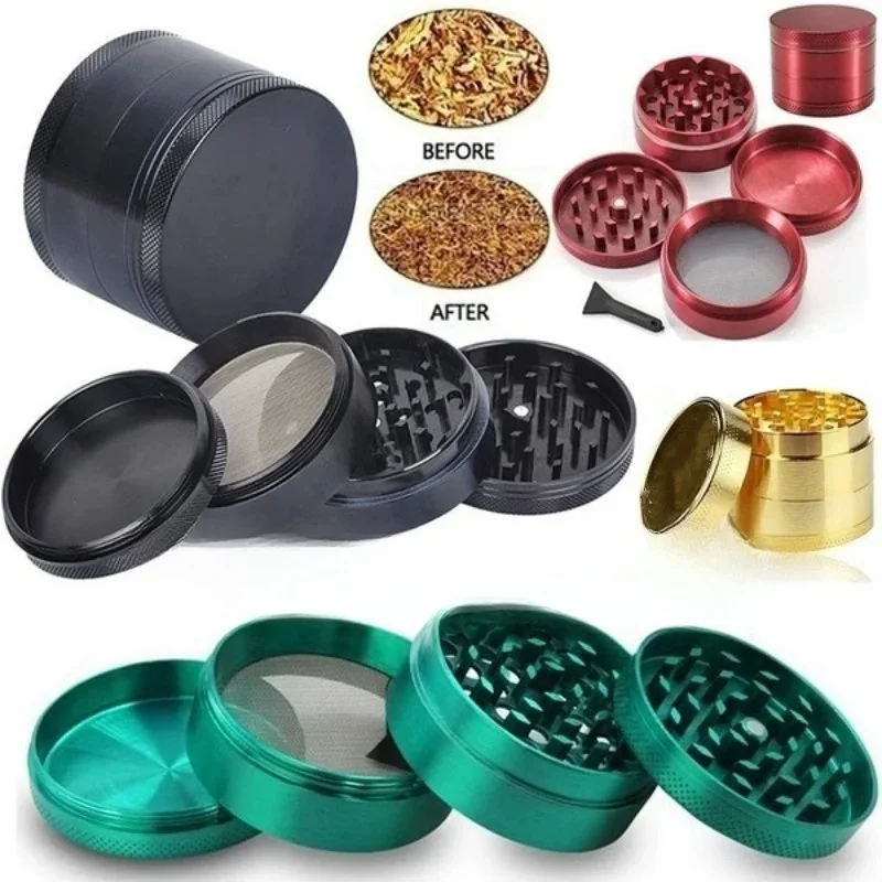 40mm Zinc Alloy Herb Grinder 4-Layer Portable Manual Tobacco Grinder Spice Crusher Metal Cigarette Smoking Accessories Gift