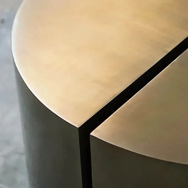 New Chinese light luxury semi-round combination coffee table/ha nd-pasted gold foil coffee tab le/ho tel