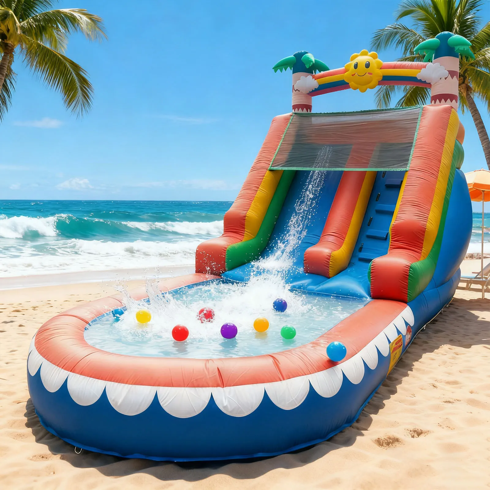 Casa inflável comercial do salto da corrediça molhada do pvc para crianças, corrediça inflável da água do bouncer do salto ao ar livre com piscina & ventilador