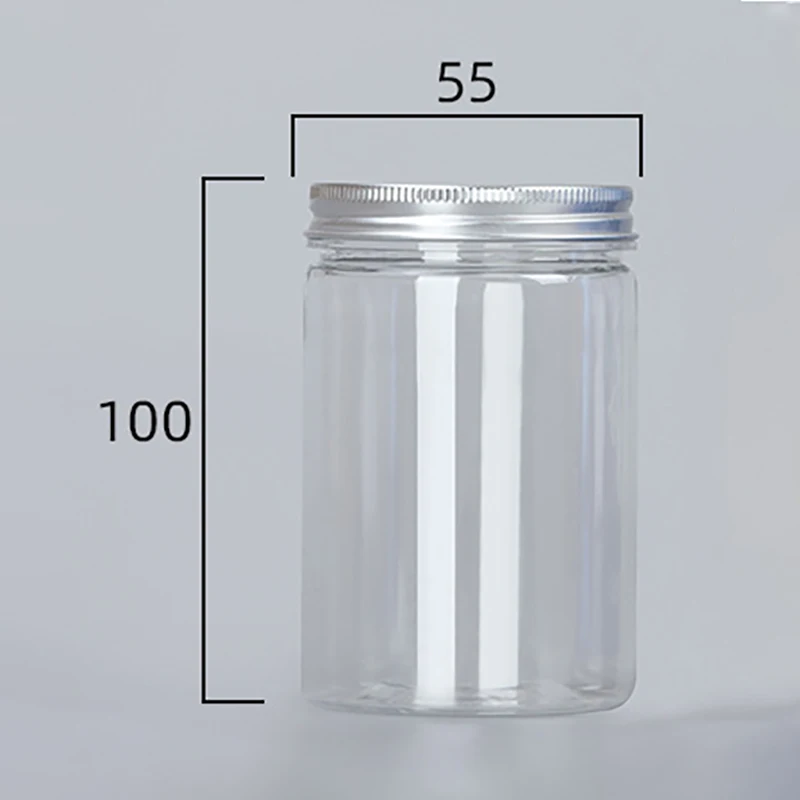 1Pc Aluminum Cap Sealed Cans PET Empty Transparent Plastic Bottles 15 Sizes Wide Mouth Jar Oil Wax Packaging Container With Lids