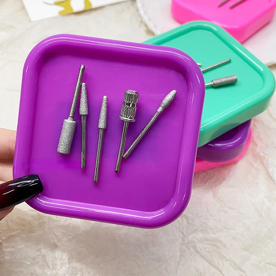 

Portable Magnetic Nail Art Organizer Tray Cat Eyes Design Storage Container for Nail Grinding Heads Tool Holder