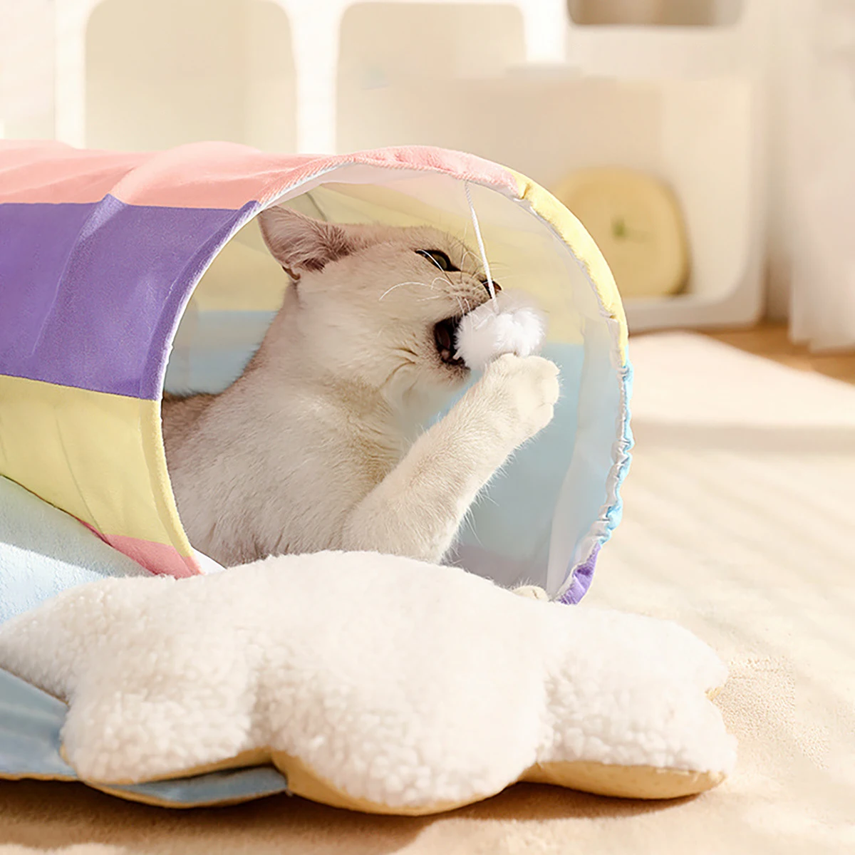 Pet Cats Tunnel Funny Toy Interactive Play Toy Mobile Warm Plush Cat Bed Tunnels Tube Indoor Toys Kitten Exercising Pet Supplies