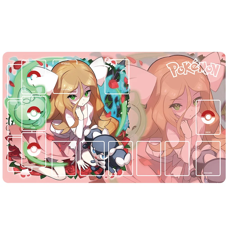 600X350X2Mm New Cartoon Pokmeon Ptcg Trainer Marnie Battle Mat Duel Disk Gengar Mewtwo Rosa Card Mat Board Game Mat Toys Gifts