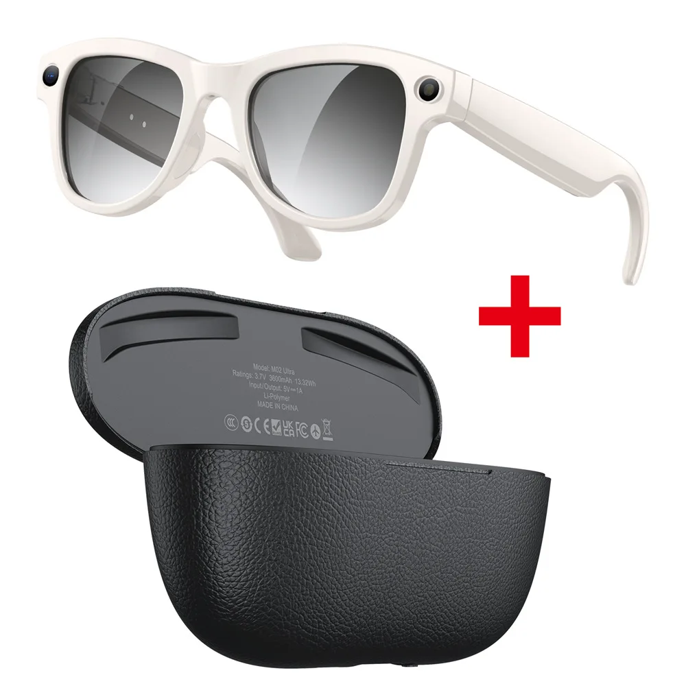 M02 Ultra 800w Pixel Color-changing Smart Glasses with Charging Case, Wifi Reading Pictures and Object Translation