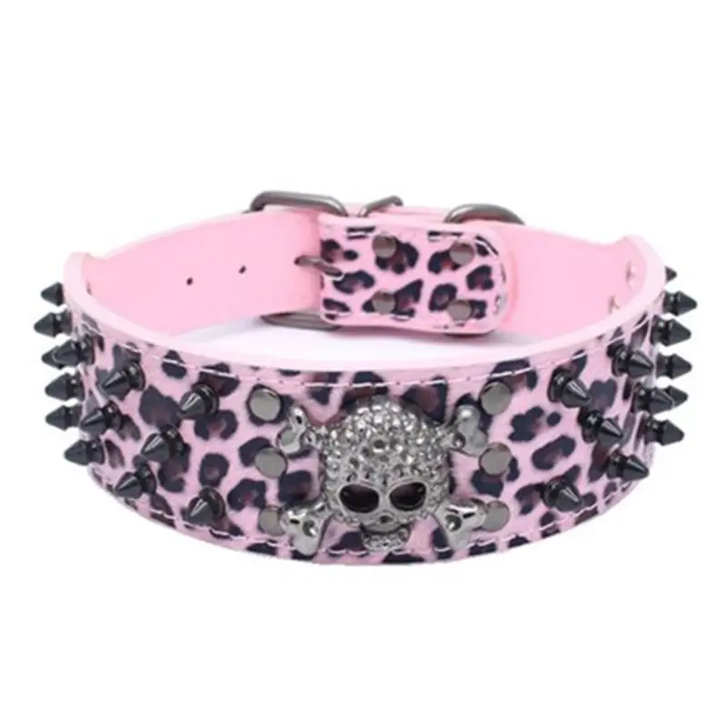 Large Spiked Skull Dog PU Leather Collar, Pit Rivet, Halloween Pet Decor, Drop Shipping