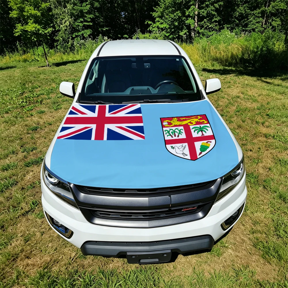 130x160cm Fiji Car Hood Cover Flag, Elastic Windproof Patriotic Bonnet Banner Cheer for the competition