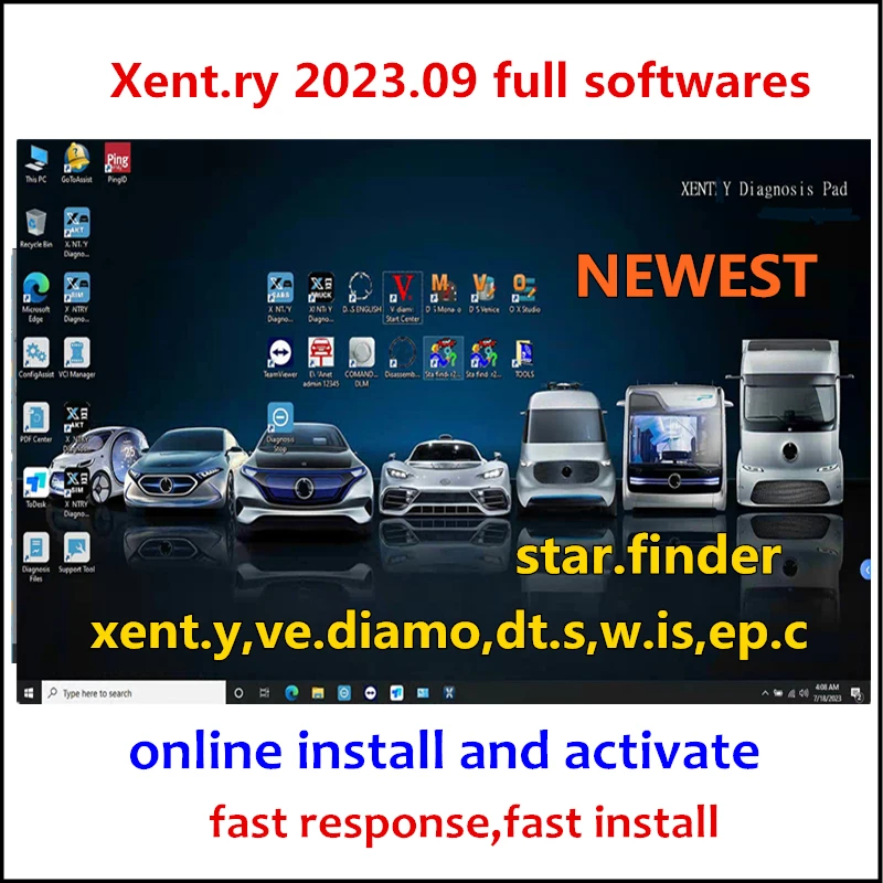 NEW DAS Xentry 2023.09 Full Softwares DT.S,WIS, EPC,VE-DIAMO Online Install and Activate for MB STAR SD C4 C5 C6 Openport 2.0