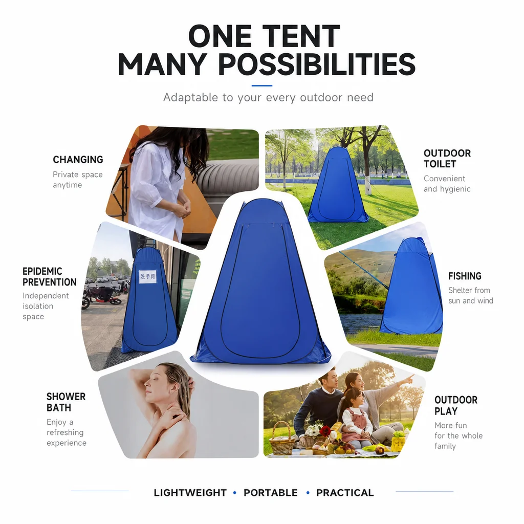 Pop Up Shower Tent Portable Privacy Tent Outdoor Camping Toilet Changing Room Waterproof Foldable Shelter With Carry Bag image 6