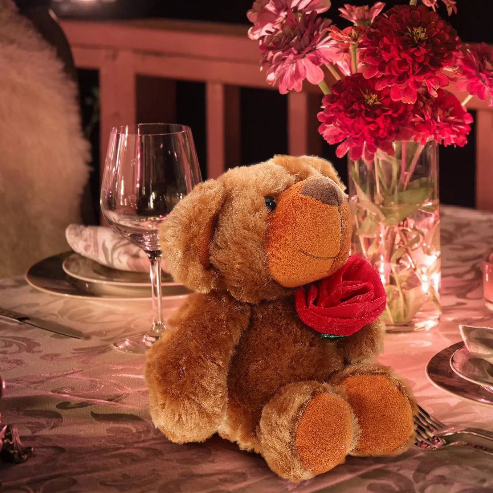 

Cute Stuffed Bear with Rose for Her Valentine's Day Gift Romantic Soft Bear for Girlfriend Mom Lover Birthday Wedding Favor