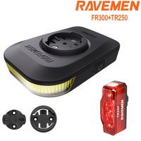 RAVEMEN FR300+TR250 Bike Lights Set Bicycle LED Rechargeable Out-Front Headlight For Garmin Wahoo Taillight Rear Lamp + 3 Mounts