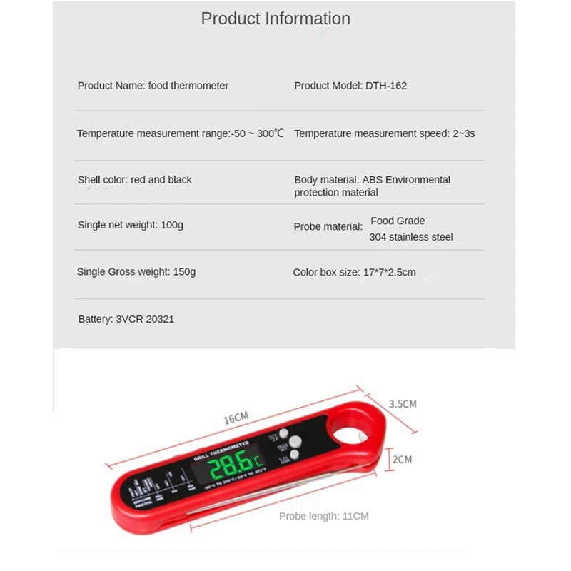 Digital Instant Read Meat Thermometer Folding Probe Backlight & Calibration Function For Cooking Candy,BBQ Grill, Beef