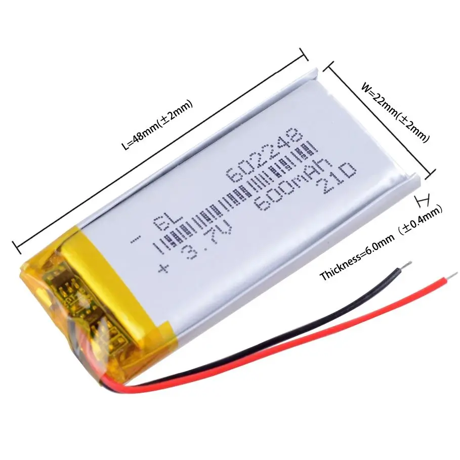 Variety Plugs 602248 3.7V 600mAh  Lithium Polymer Li-Po Rechargeable li ion Battery For Mp3 Vedio Game toys recorder speaker