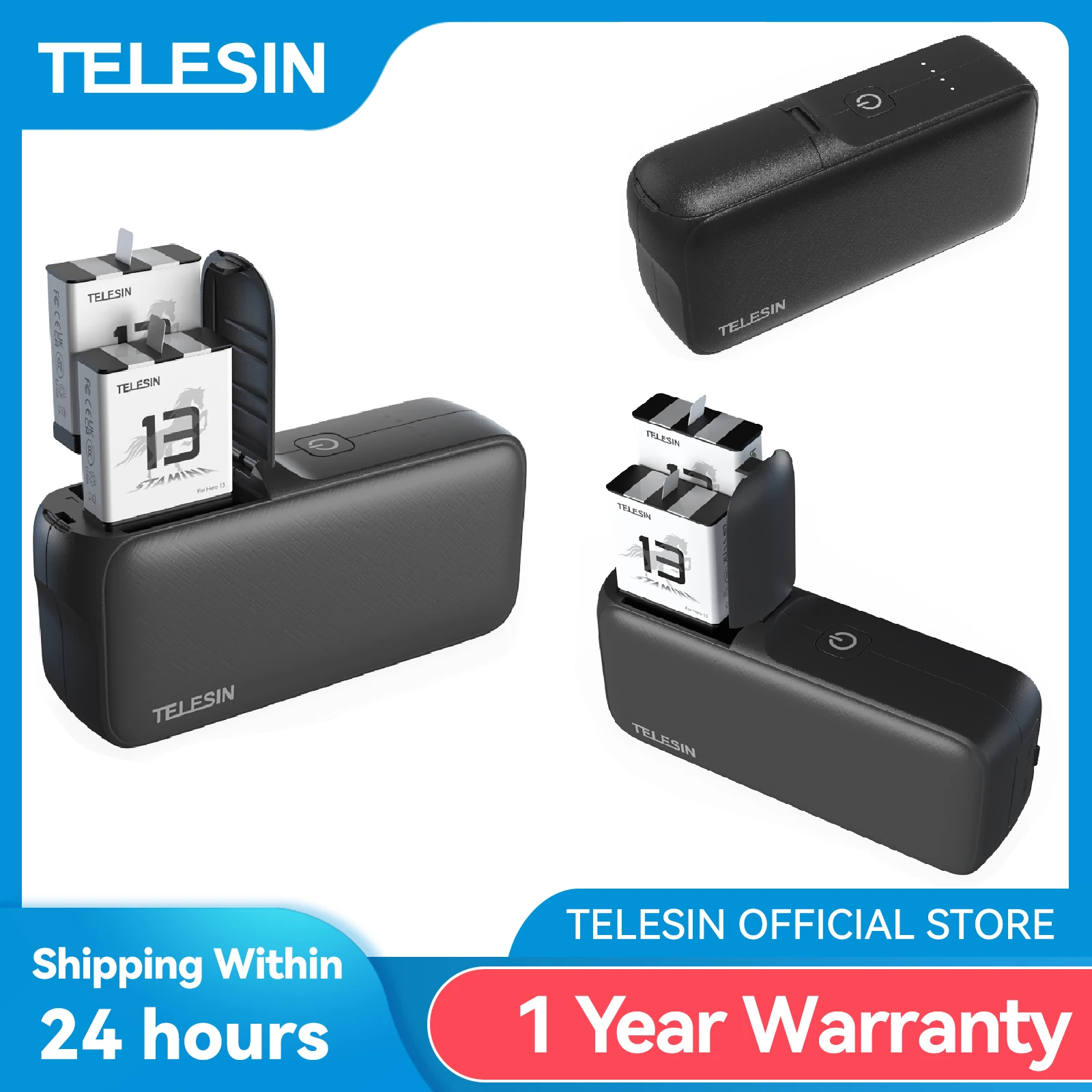 

TELESIN Power Bank 10000mAH with 20W PD Fast Type-C Charging Portable Battery Charger For Gopro Hero 13 For Smart Phone