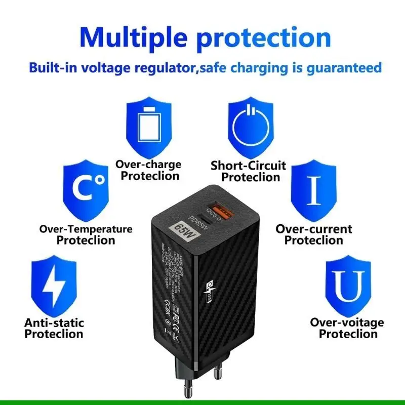 U55C 65W per Ricarica rapida Ricarica rapida per telefono Laptop USB Tipo C Adattamento rapido