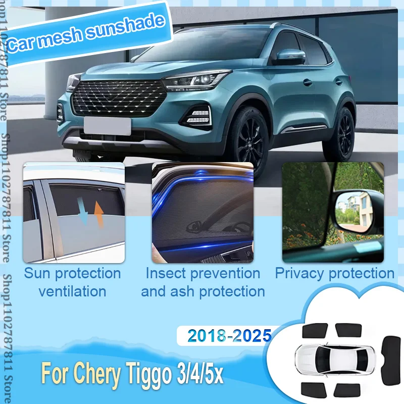 

For Chery Tiggo 3 4 5x 2018~2025 Car Mesh Shades Window Sunshades Sunscreen Privacy Curtains Sun Visor Mosquito Auto Accessorie