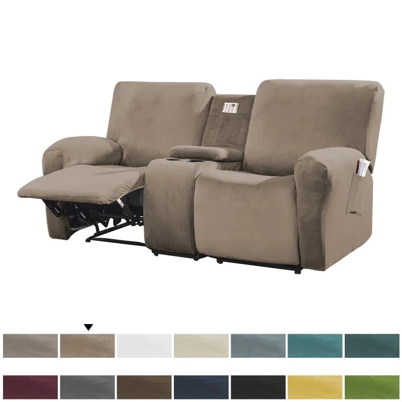 Imagem -04 - Reclinável Loveseat com Console Médio Slipcover Velvet Stretch Seat Capas do Sofá Protetor de Móveis