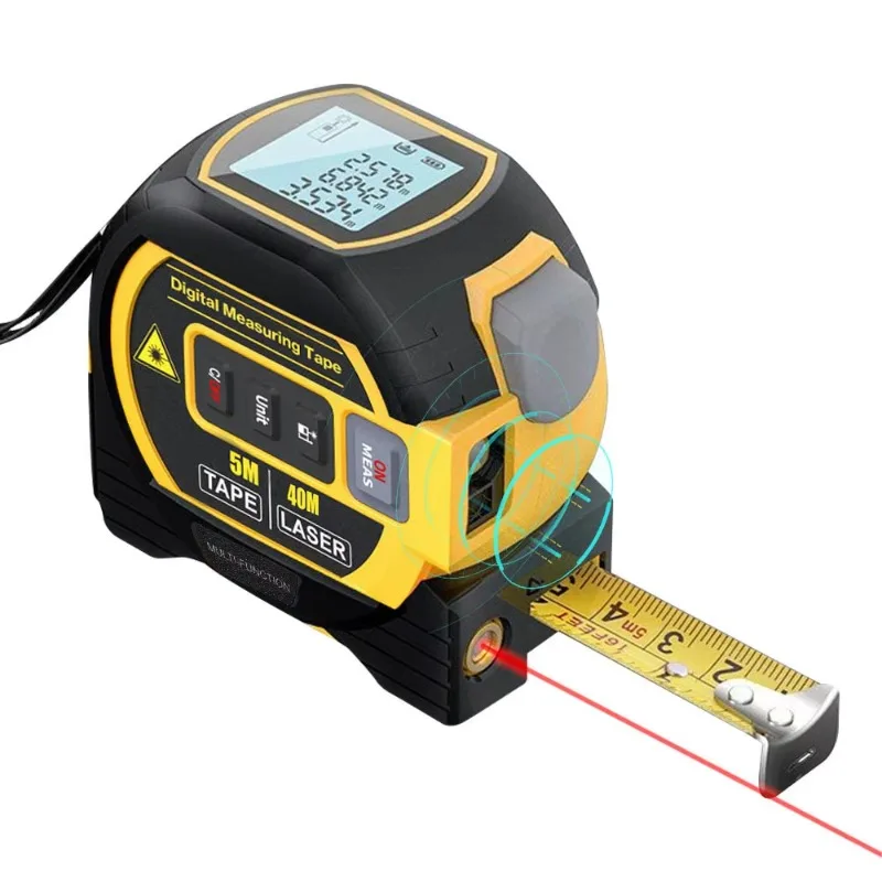High-precision infrared tape measure 3-in-1 rangefinder with crosshair level for interior decoration