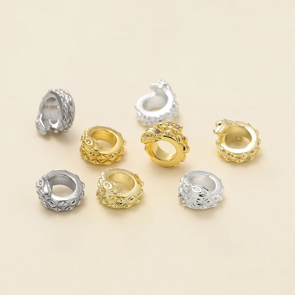 

2Pcs/Pack 9*10mm 14/18K Gold Color Plated Spacer Beads with Zircon for DIY Necklace Bracelets Jewelry Making Accessories