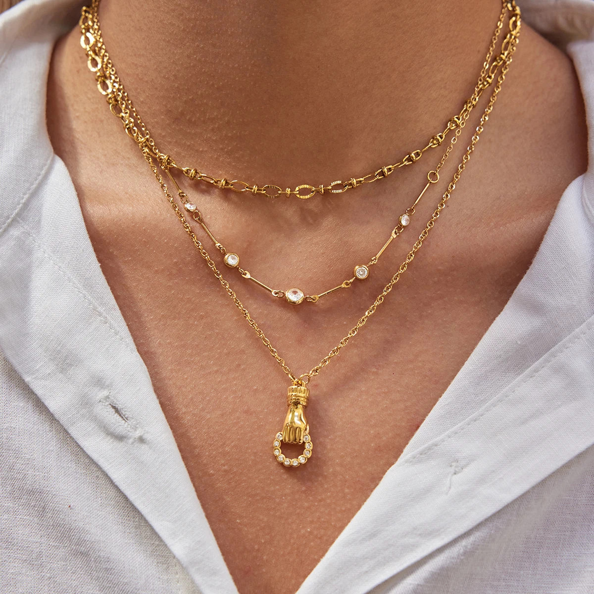 Zora فريدة من نوعها الصداقة اليد التعميم الجوف قلادة قلادة المرأة مقاوم للماء الفولاذ المقاوم للصدأ المجوهرات الكلاسيكية أفضل هدية #6